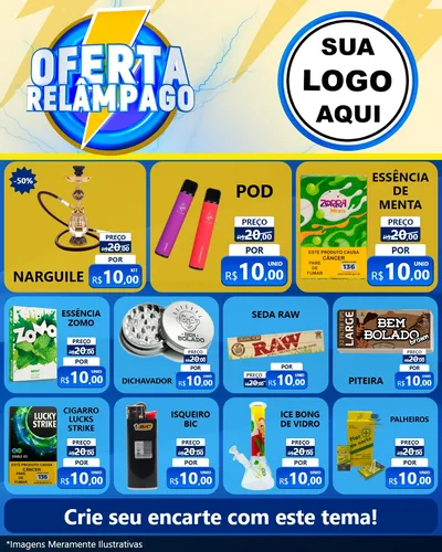 Modelo de Rede Social para Feed Instagram com o tema Oferta Relâmpago para Tabacaria