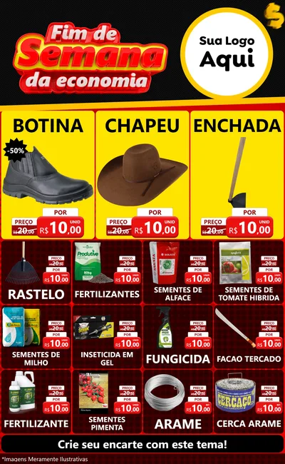 Modelo de Encarte para Encarte Grande com o tema Fim de Semana da Economia para Agropecuária