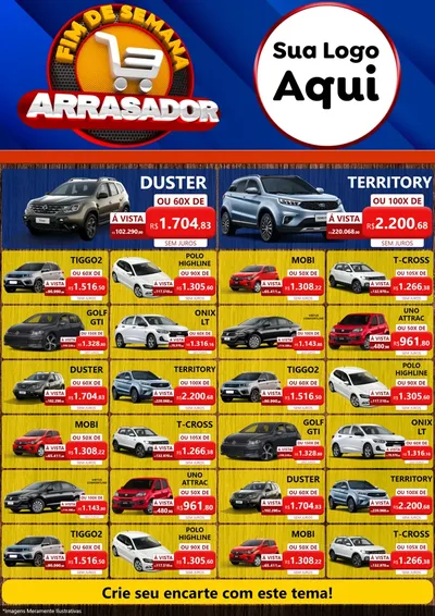 Modelo de Encarte para Encarte A4 Vertical com o tema Fim De Semana Arrasador para Concessionaria de Carros