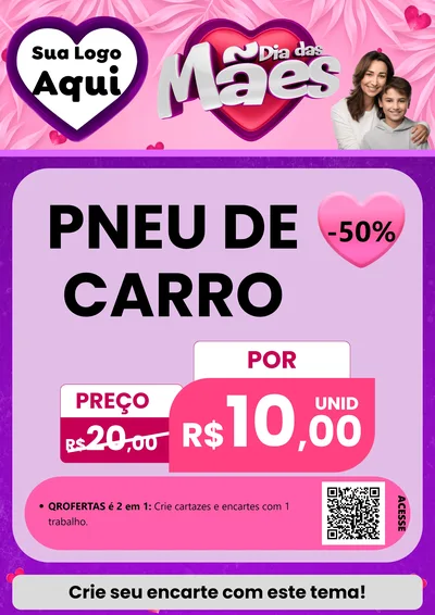 Modelo de Cartaz para Cartaz A4 Vertical com o tema Dia das Mães para Auto peças