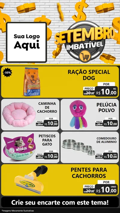 Modelo de TV para TV Vertical com o tema Setembro Imbatível para Pet Shop