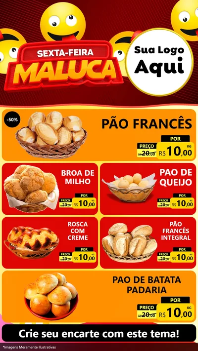 Modelo de TV para TV Vertical com o tema Sexta-feira Maluca para Padaria