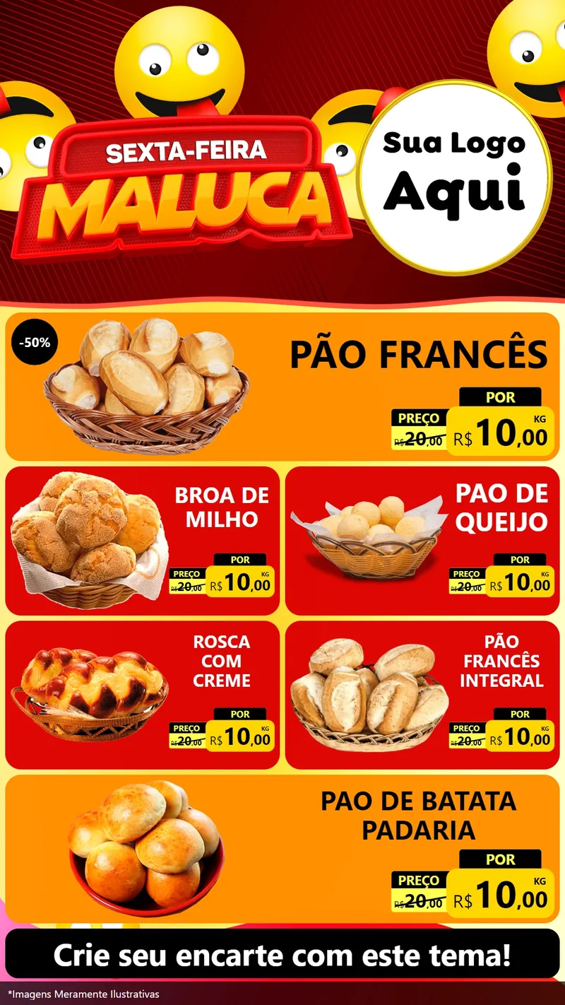 Modelo de TV para TV Vertical com o tema Sexta-feira Maluca para Padaria