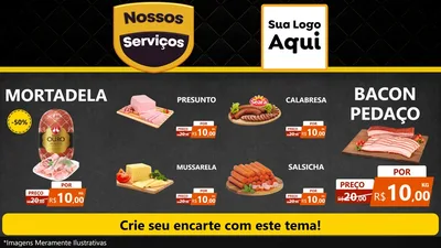 Modelo de TV para TV Horizontal com o tema Nossos Serviços para Frios e Laticínios
