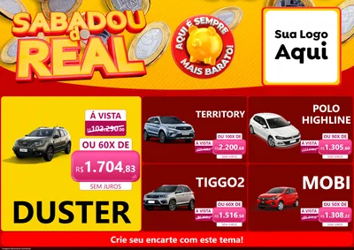 Modelo de Encarte para Encarte A4 Horizontal com o tema Sabadou do Real para Concessionaria de Carros