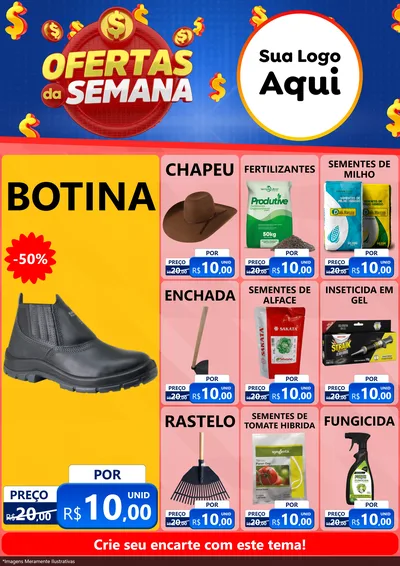 Modelo de Encarte para Encarte A4 Vertical com o tema Ofertas Da Semana para Agropecuária