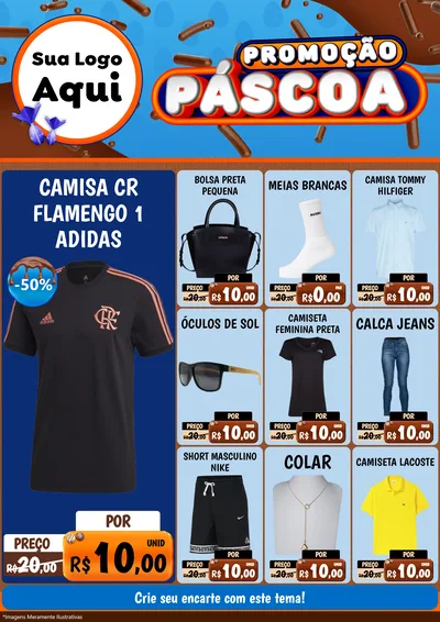 Modelo de Encarte para Encarte A4 Vertical com o tema Promoção Páscoa para Roupas e acessórios