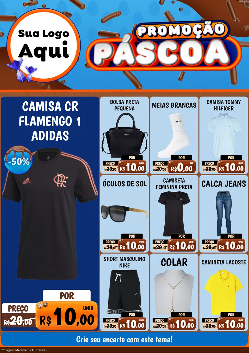 Modelo de Encarte para Encarte A4 Vertical com o tema Promoção Páscoa para Roupas e acessórios