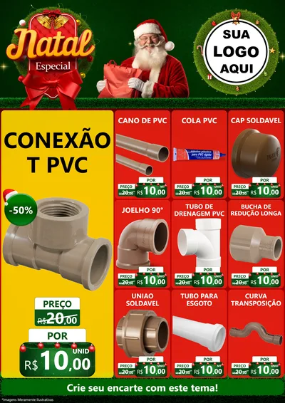 Modelo de Encarte para Encarte A4 Vertical com o tema Natal Especial para Tubos e conexões