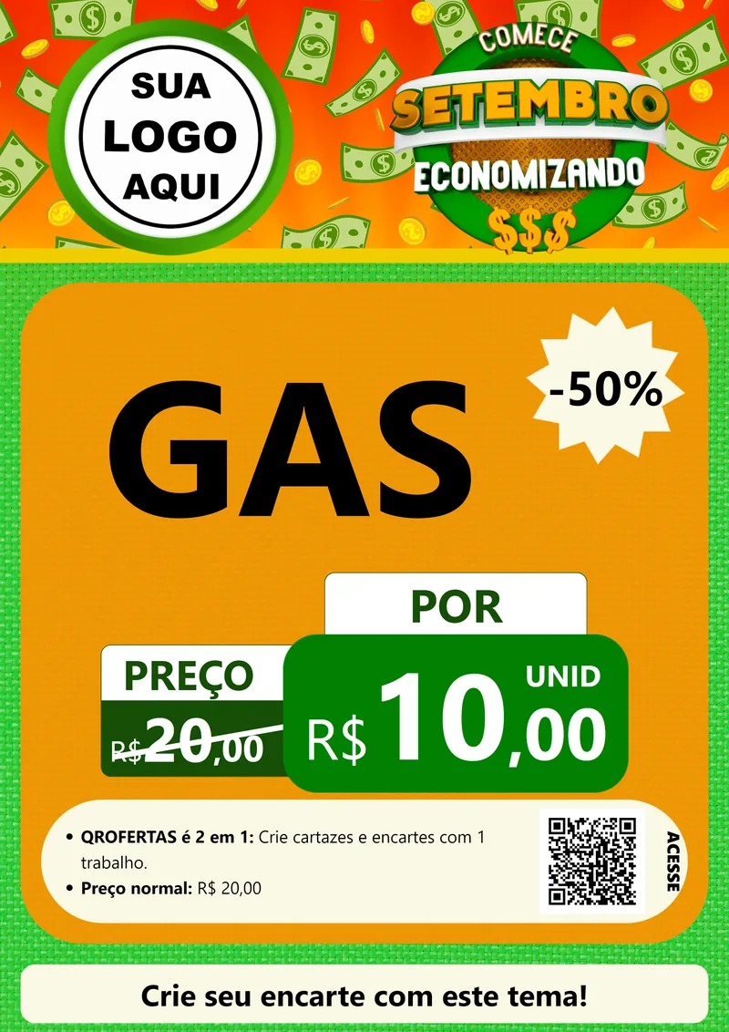 Modelo de Cartaz para Cartaz A4 Vertical com o tema Comece Setembro Economizando para Água e gás
