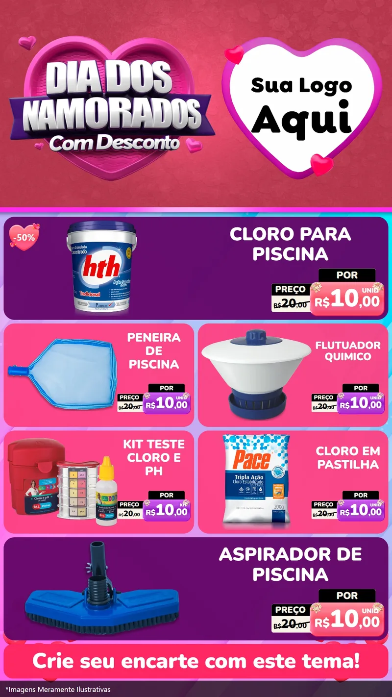 Modelo de TV para TV Vertical com o tema Dia Dos Namorados Com Desconto para Produtos para Piscina
