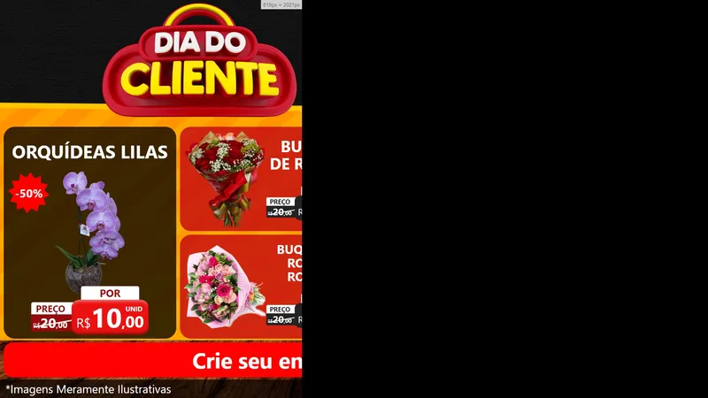 Modelo de TV para TV Horizontal com o tema Dia do Cliente para Floricultura e jardim