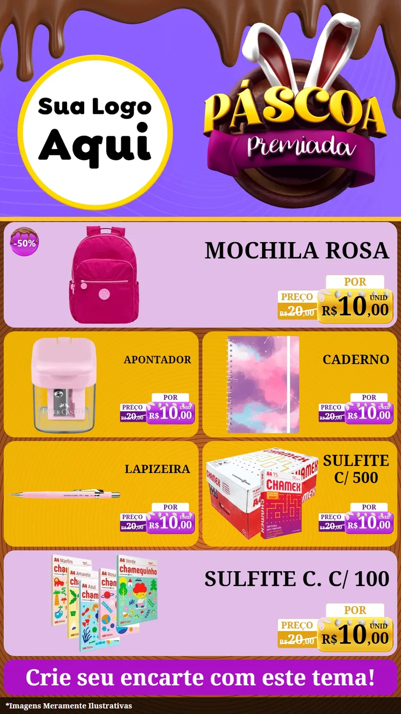 Modelo de TV para TV Vertical com o tema Páscoa Premiada para Papelaria