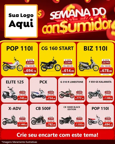 Modelo de Rede Social para Feed Instagram com o tema Semana do Consumidor para Concessionaria de Motos