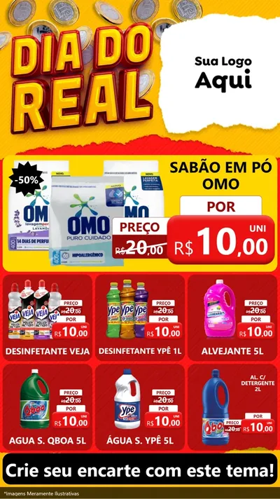 Modelo de Rede Social para Stories com o tema Dia Do Real para Produtos de Limpeza