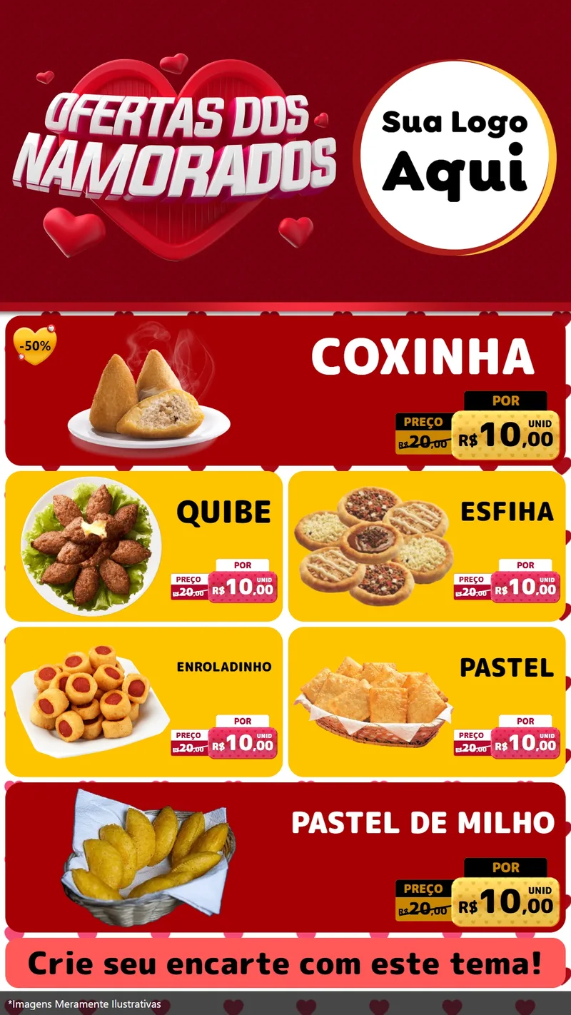 Modelo de TV para TV Vertical com o tema Ofertas Dos Namorados para Salgadaria