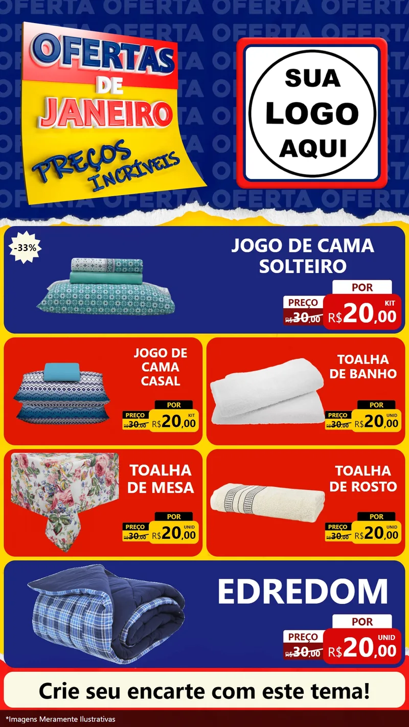 Modelo de TV para TV Vertical com o tema Ofertas de Janeiro - Preços Incríveis para Cama, Mesa e Banho