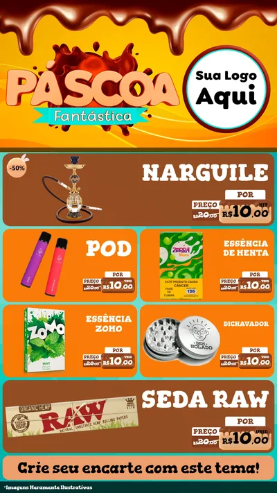 Modelo de TV para TV Vertical com o tema Páscoa Fantástica para Tabacaria