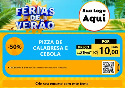 Modelo de Cartaz para Cartaz A4 Horizontal com o tema Férias de Verão para Pizzaria