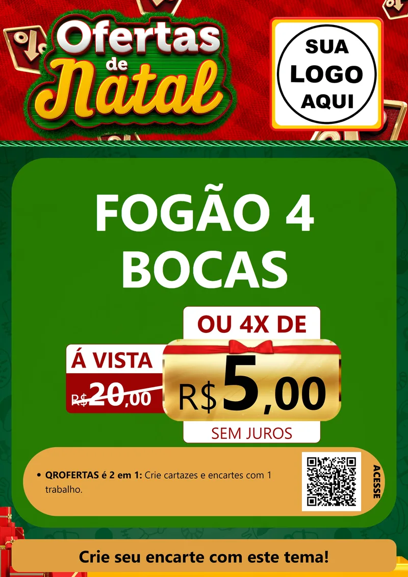 Modelo de Cartaz para Cartaz A4 Vertical com o tema Ofertas de Natal para Móveis e Eletro