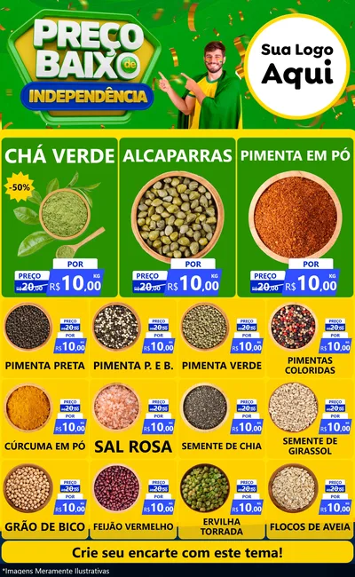 Modelo de Encarte para Encarte Grande com o tema Preço Baixo de Independência para Produtos Naturais