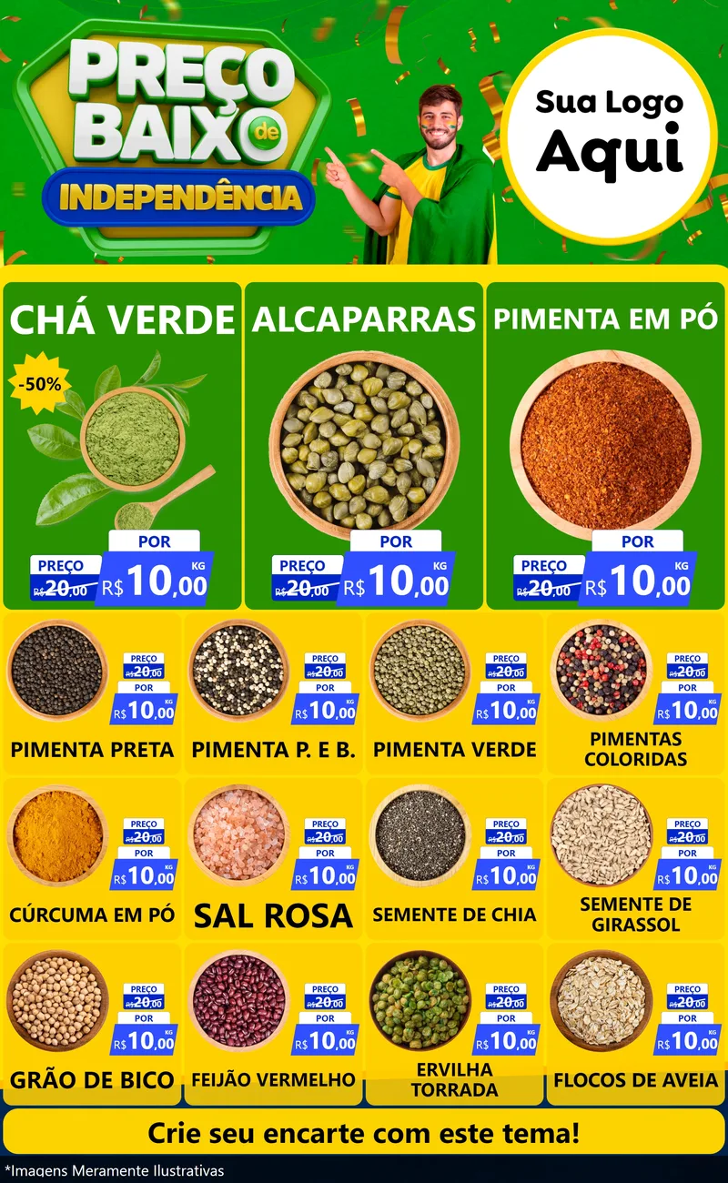Modelo de Encarte para Encarte Grande com o tema Preço Baixo de Independência para Produtos Naturais