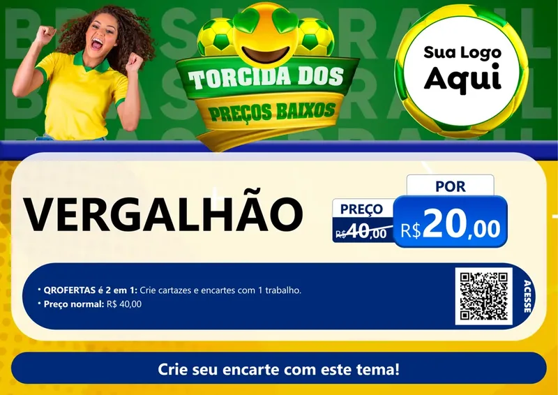 Modelo de Cartaz para Cartaz A4 Horizontal com o tema Torcida dos Preços Baixos - Copa para Ferragens