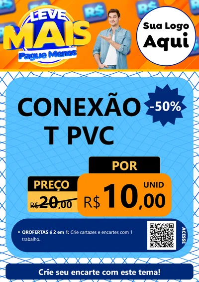 Modelo de Cartaz para Cartaz A4 Vertical com o tema Leve Mais, Pague Menos para Tubos e conexões