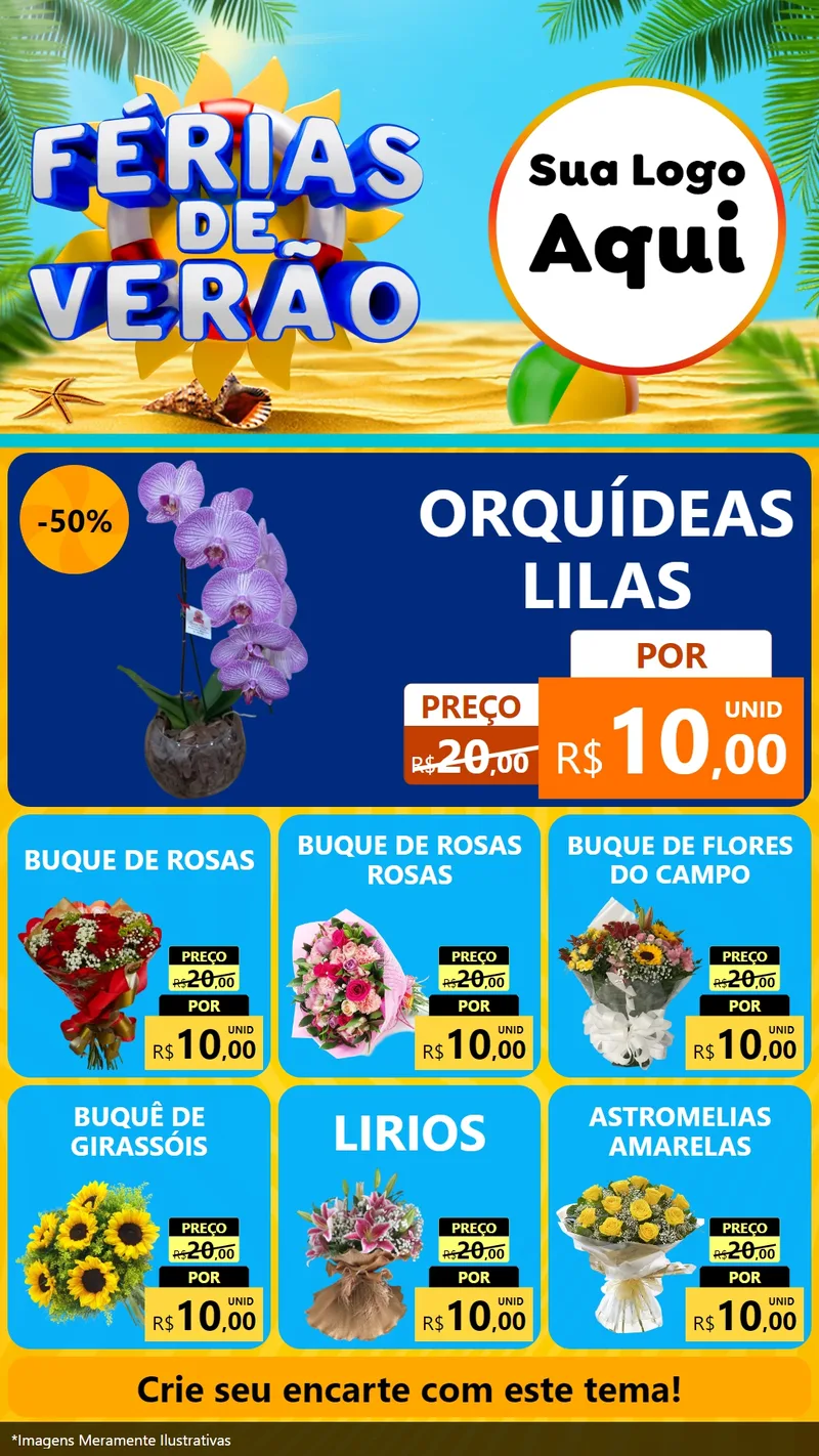 Modelo de Rede Social para Stories com o tema Férias de Verão para Floricultura e jardim
