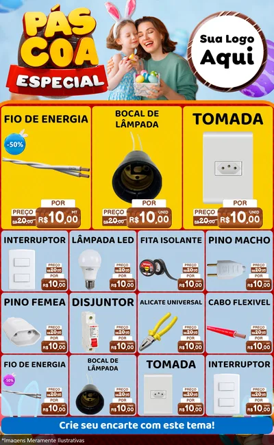 Modelo de Encarte para Encarte Grande com o tema Páscoa Especial para Materiais Elétricos