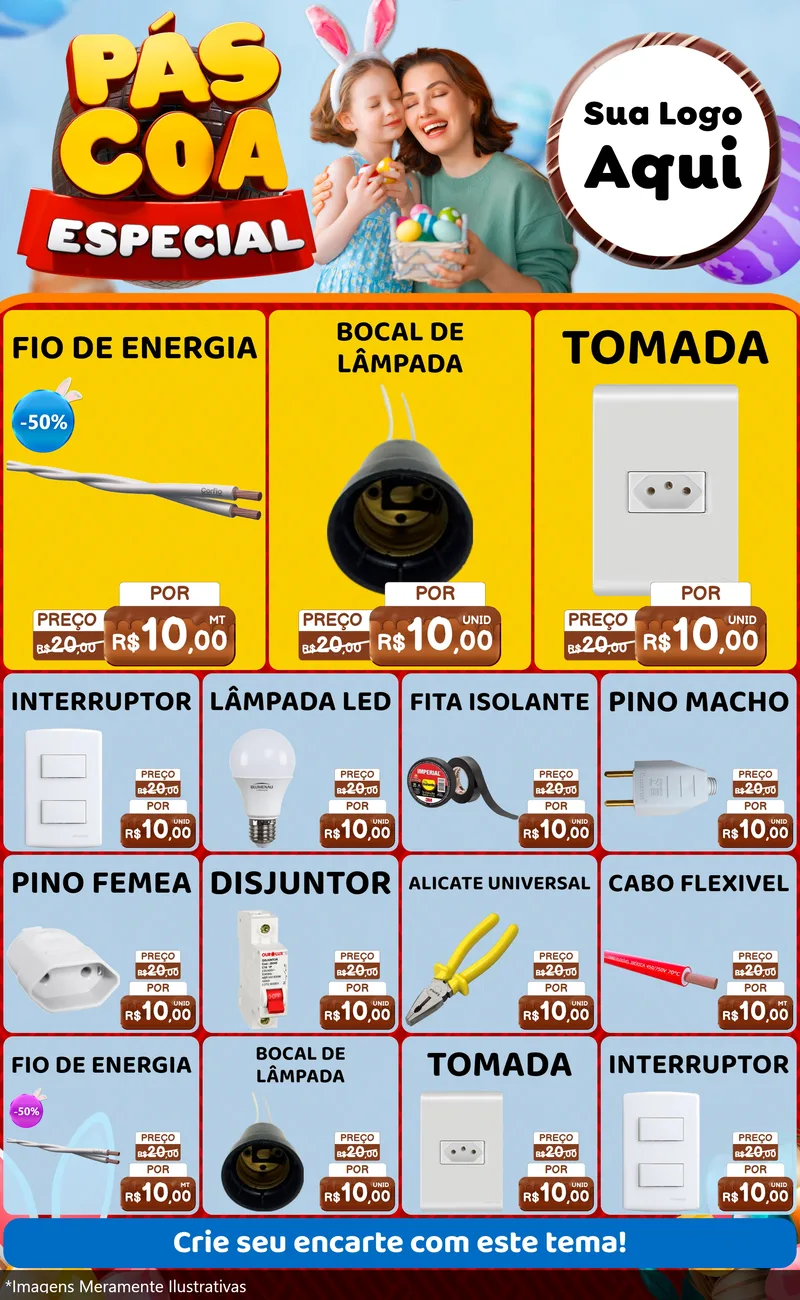 Modelo de Encarte para Encarte Grande com o tema Páscoa Especial para Materiais Elétricos