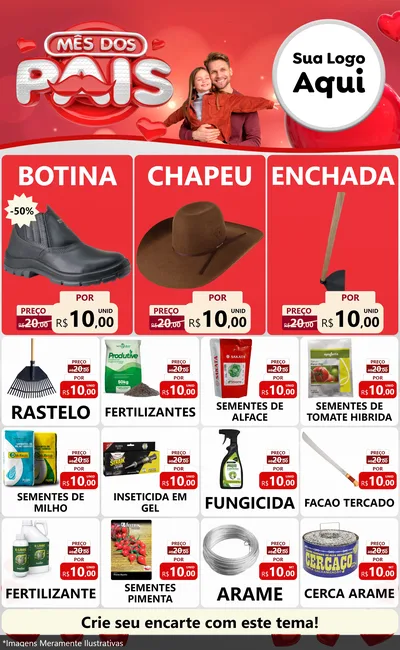 Modelo de Encarte para Encarte Grande com o tema Mês dos Pais para Agropecuária