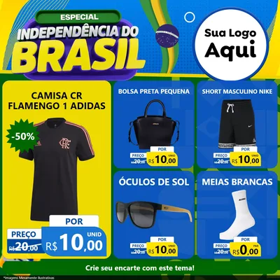 Modelo de Rede Social para Feed Facebook com o tema Especial Independência do Brasil para Roupas e acessórios