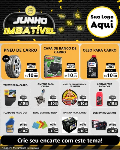 Modelo de Rede Social para Feed Instagram com o tema Junho Imbatível para Auto peças