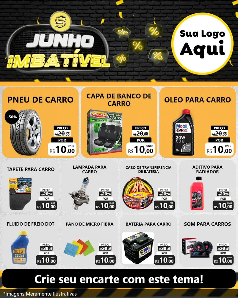 Modelo de Rede Social para Feed Instagram com o tema Junho Imbatível para Auto peças