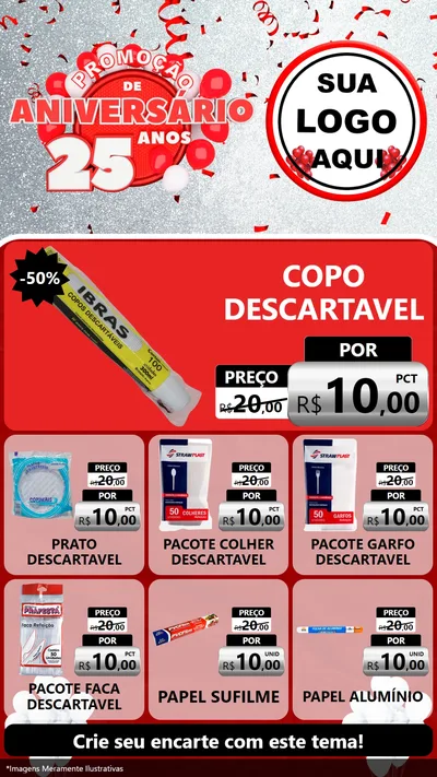 Modelo de Rede Social para Stories com o tema Promoção de Aniversário - 25Anos para Embalagens