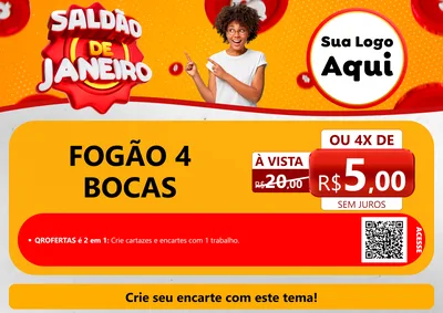 Modelo de Cartaz para Cartaz A4 Horizontal com o tema Saldão de Janeiro para Móveis e Eletro