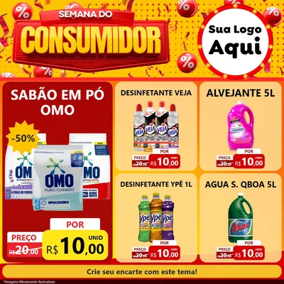 Modelo de Rede Social para Feed Facebook com o tema Semana do Consumidor para Produtos de Limpeza
