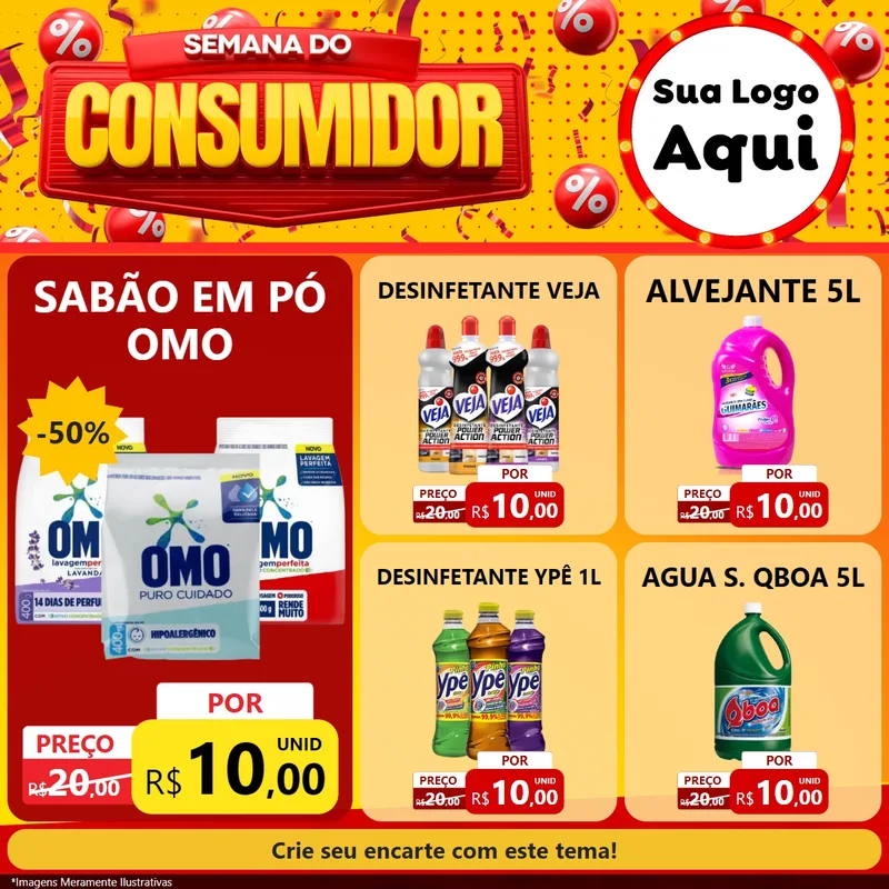 Modelo de Rede Social para Feed Facebook com o tema Semana do Consumidor para Produtos de Limpeza