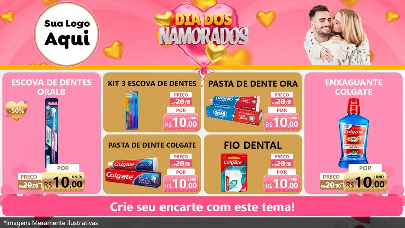 Modelo de TV para TV Horizontal com o tema Dia dos Namorados para Higiene Pessoal