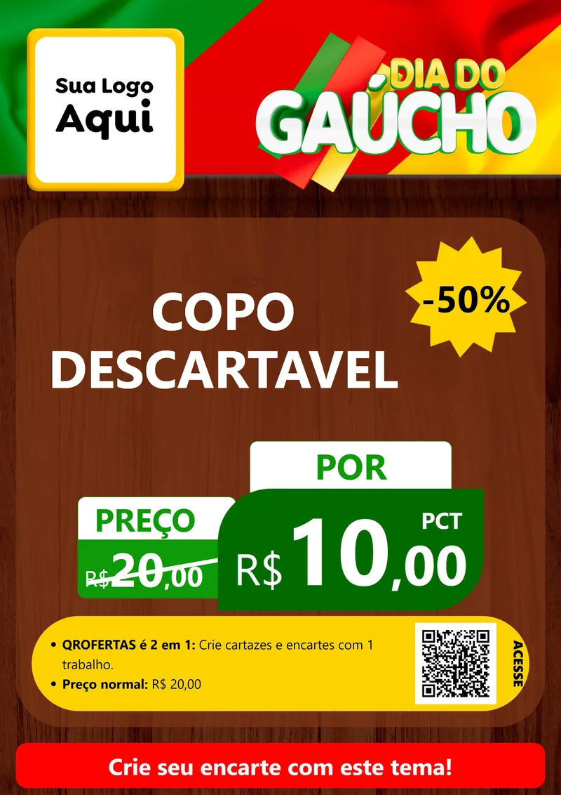 Modelo de Cartaz para Cartaz A4 Vertical com o tema Dia do Gaúcho para Embalagens