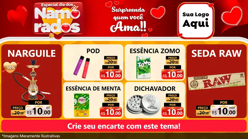 Modelo de TV para TV Horizontal com o tema Especial Dia dos Namorados para Tabacaria