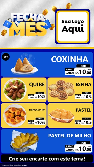 Modelo de TV para TV Vertical com o tema Fecha Mês para Salgadaria