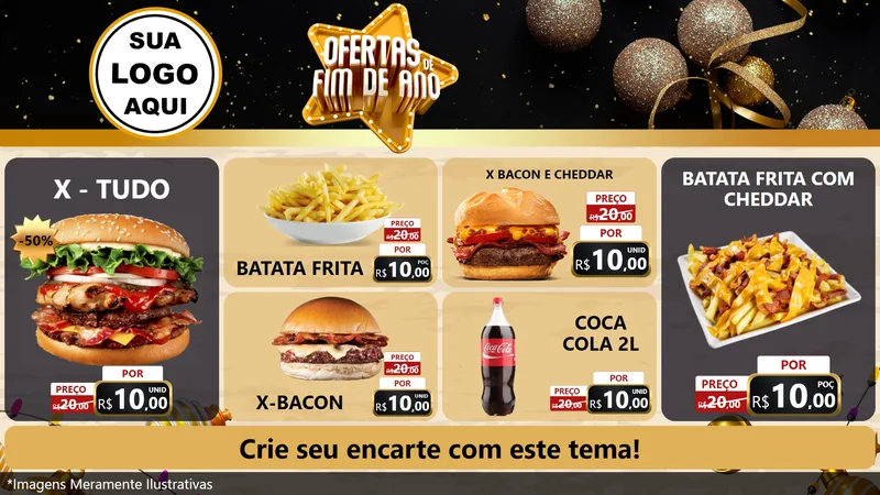 Modelo de TV para TV Horizontal com o tema Ofertas de Fim de Ano para Hamburgueria