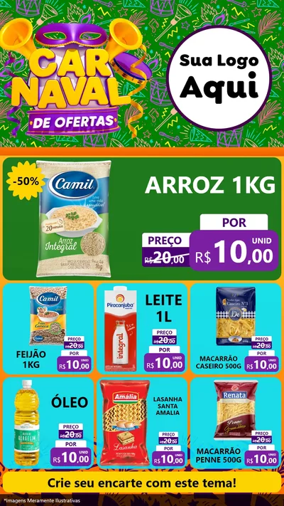 Modelo de Rede Social para Stories com o tema Carnaval de Ofertas para Supermercado