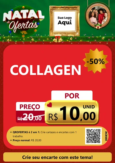 Modelo de Cartaz para Cartaz A4 Vertical com o tema Natal de Ofertas para Suplementos alimentares
