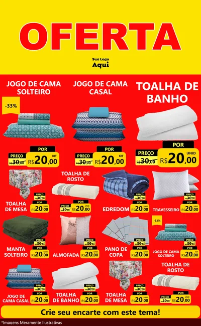 Modelo de Encarte para Encarte Grande com o tema OFERTA - Vermelho Cartaz para Cama, Mesa e Banho