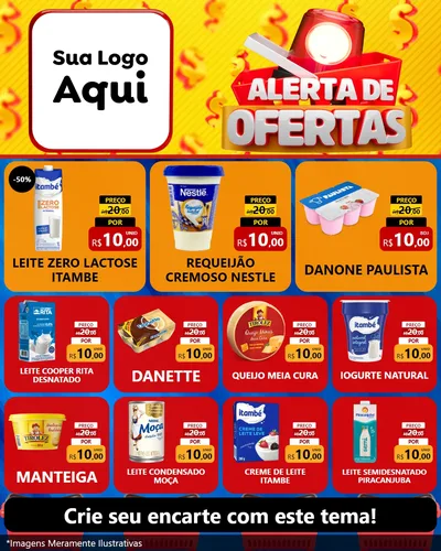 Modelo de Rede Social para Feed Instagram com o tema Alerta de Ofertas para Frios e Laticínios