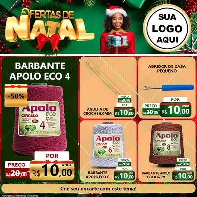 Modelo de Rede Social para Feed Facebook com o tema Ofertas de Natal para Armarinho e Aviamentos