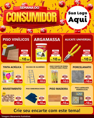 Modelo de Rede Social para Feed Instagram com o tema Semana do Consumidor para Material para Construção